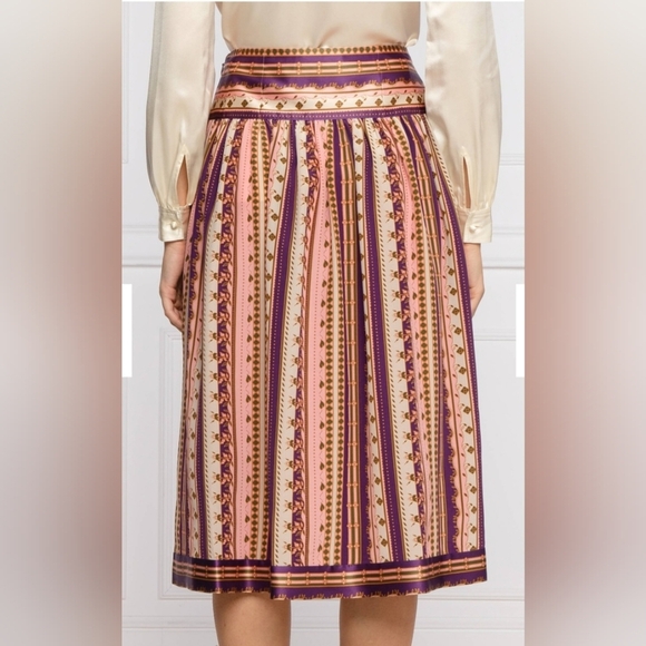 Tory Burch Midi Burnout Silk Pleated Skirt Size 6 Preppy,Office,Feminine, Floral - Picture 4 of 11